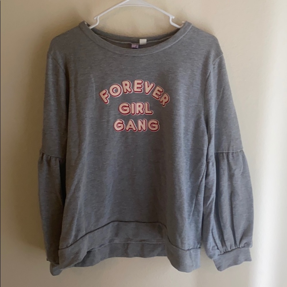 Gray puff sleeve sweatshirt